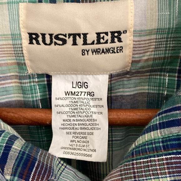 Men’s Vintage sparkle Pearl snap button up large Rustler teal blue purple cowboy - Picture 4 of 9